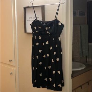 Betsey Johnson Black Silk Dress with Cream Hearts